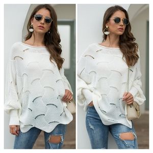 Ivory Openwork Knit Top